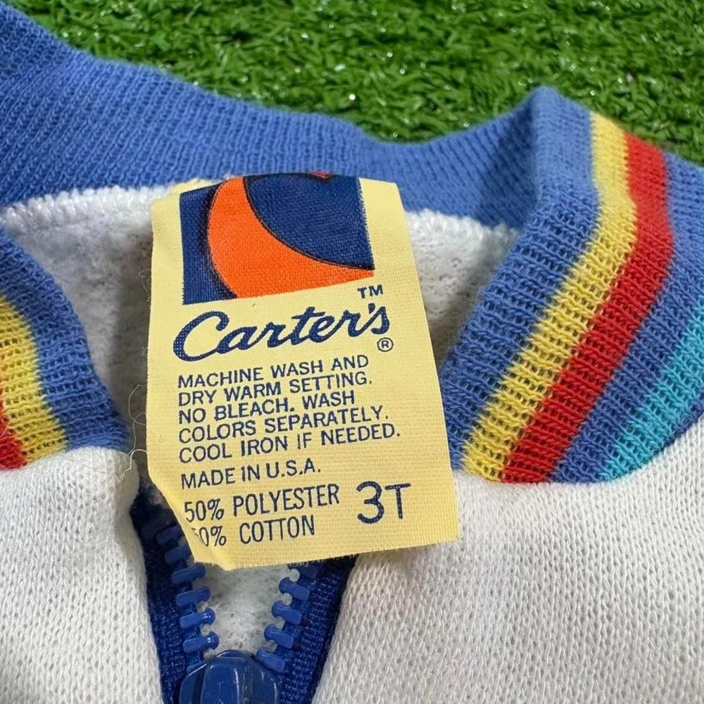Vintage 70s Carters Toddler 3T Zip Up Jacket‎ Retro Coast Lines Groovy